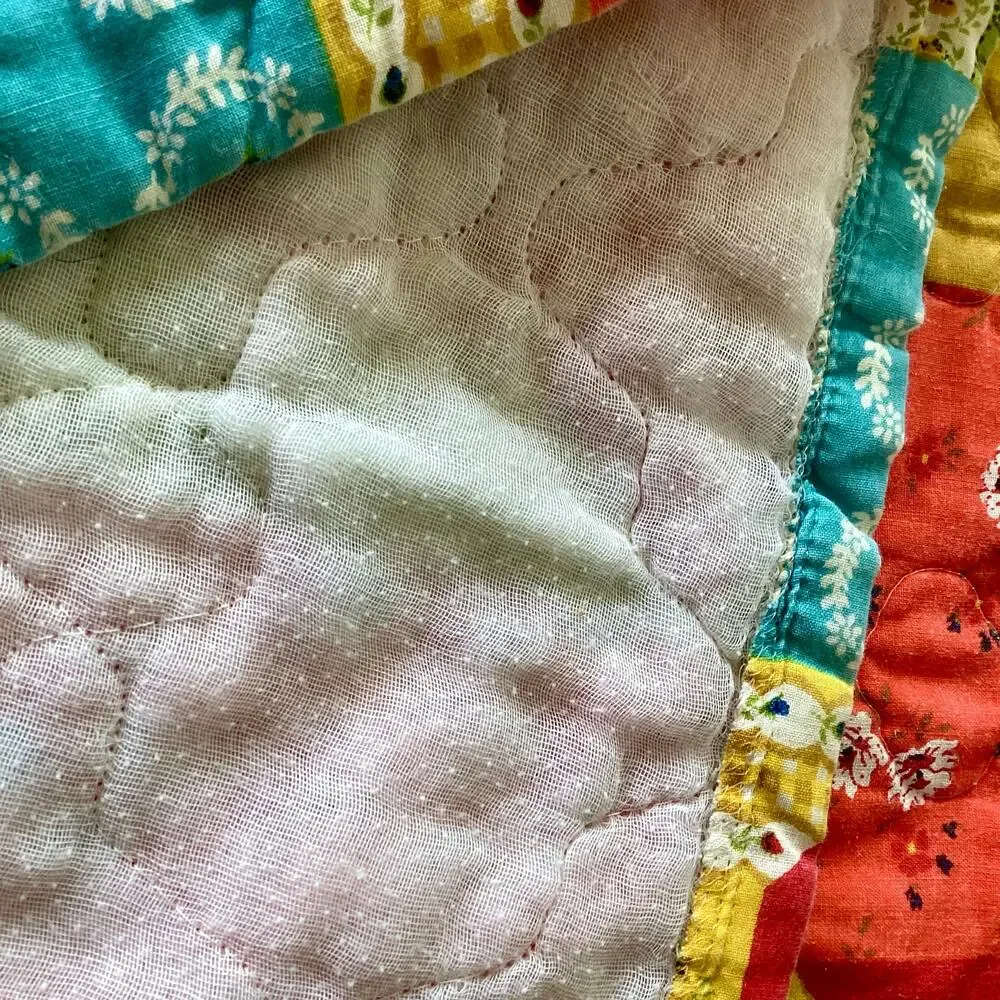 Vintage 70s Faux Patchwork Bed Coverup